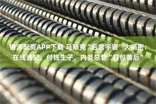 银河配资APP下载 马斯克“后宫宇宙”大揭密：在线选妃，付钱生子，内务总管“打包善后”